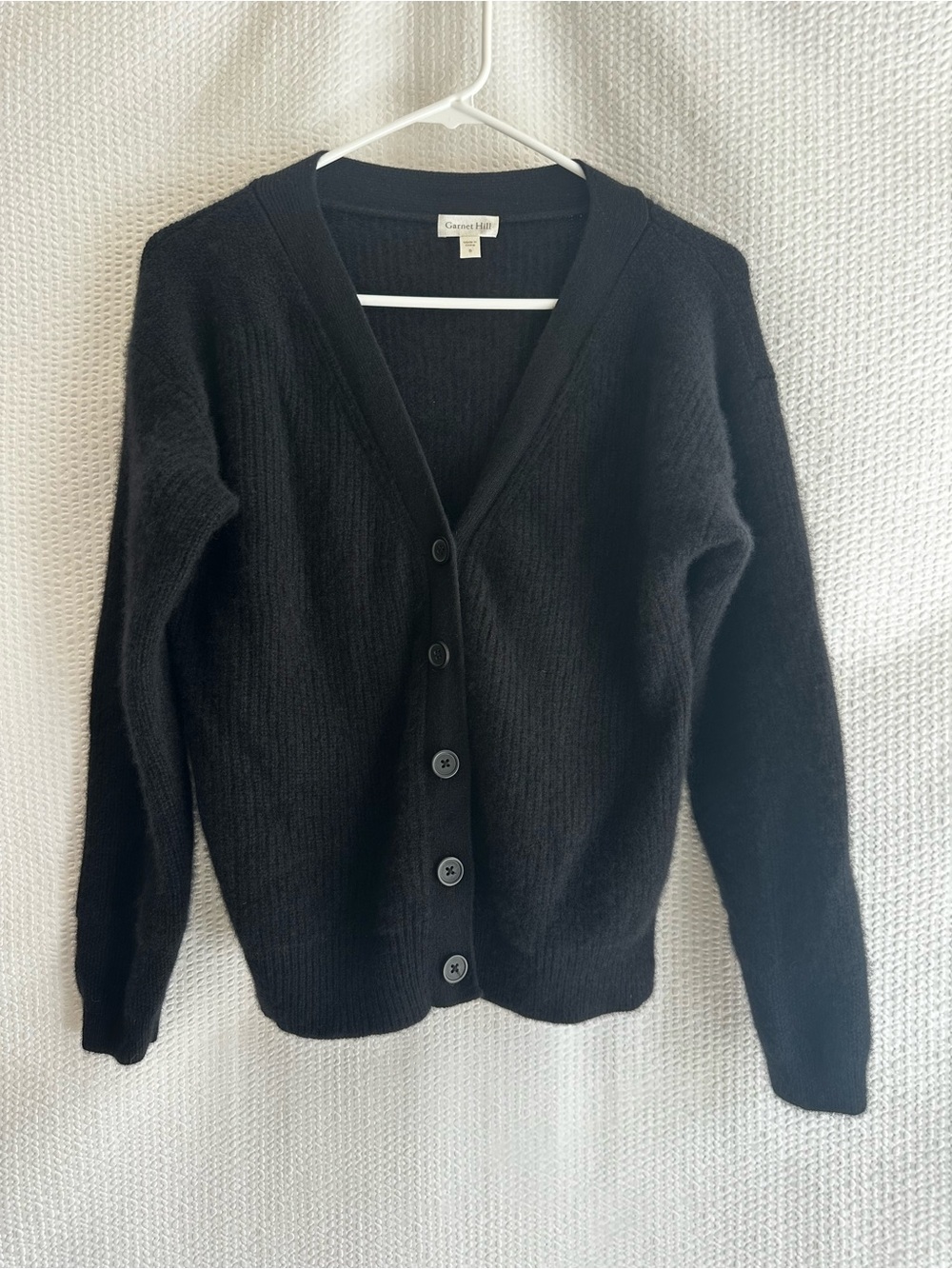 Garnet Hill Women’s 100% Cashmere Black Button Front Cardigan Size: Small